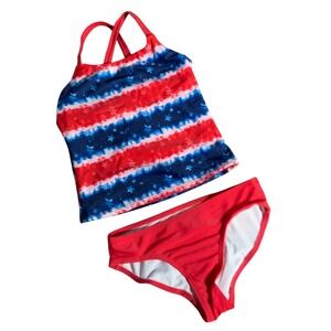 OP Kids Tankini in Red, White & Blue Patriotic Striped Pattern size 4 / 5